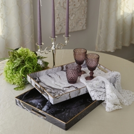 トレー 2Pセット ブラック&ホワイトマーブル柄サムネイル1